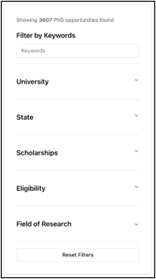 PhD Finder - Feature Screen 7